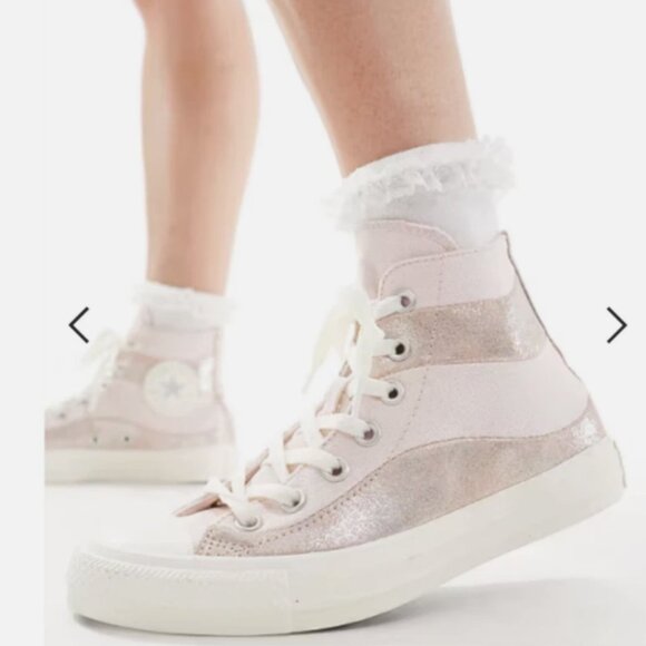 CONVERSE Chuck Taylor All Star Suede & Metallic Canvas High Top Sneaker MSRP$125 - Picture 2 of 16